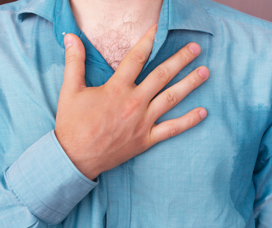 Man suffering with excessive perspiration