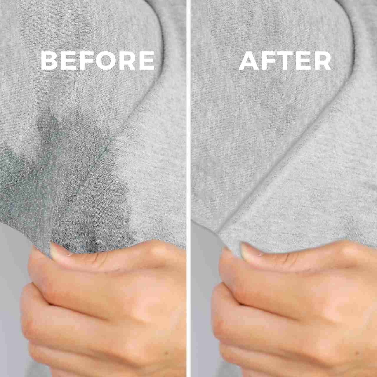 Underarm excessive sweating comparison Before and After reults when using DRITAL Perspiration Controlling Powder