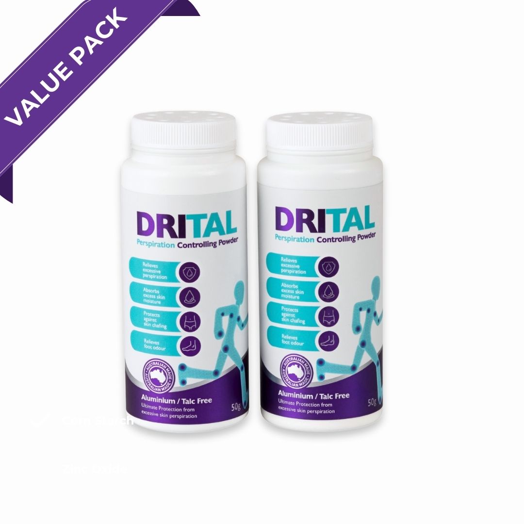 Value Pack of 2 x DRITAL Perspiration Controlling Powder 50g